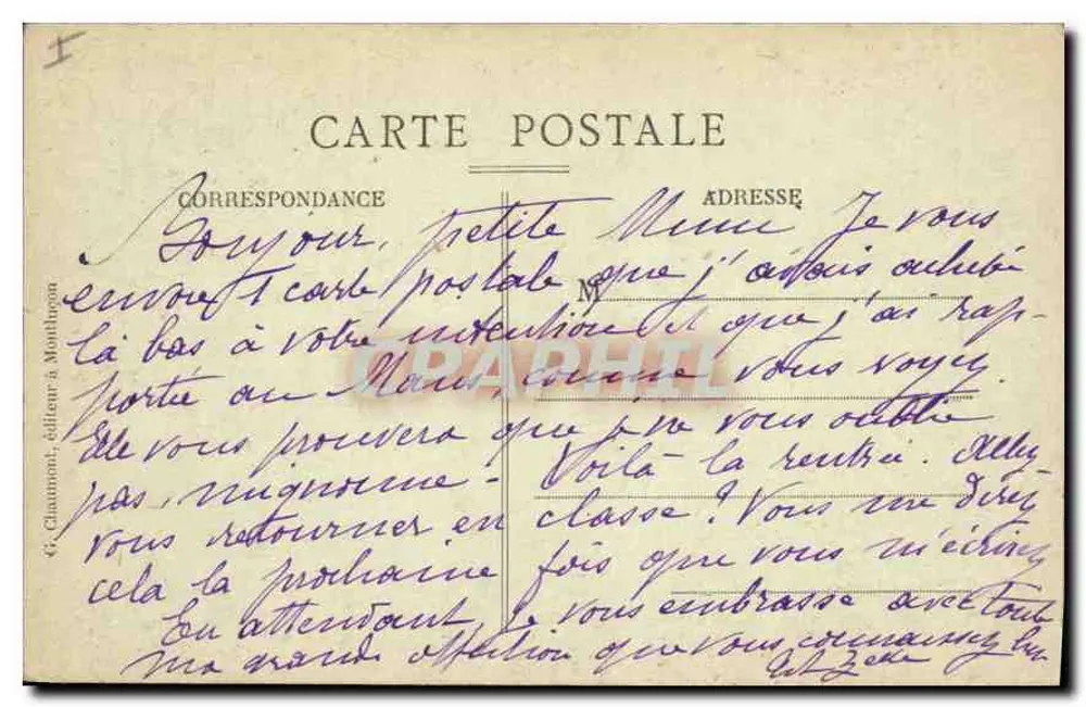 Montluçon - Igreja de São Paulo — vista do edifício com grupo de crianças — editor Chaumont, n° 0205 - Verso