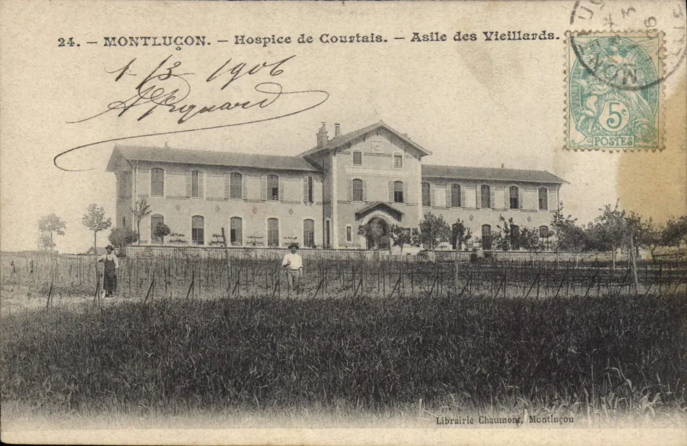Montluçon — Hospice de Courtai — Asile des Vieillards — Librairie Chaumon, Montluçon - Vorderseite