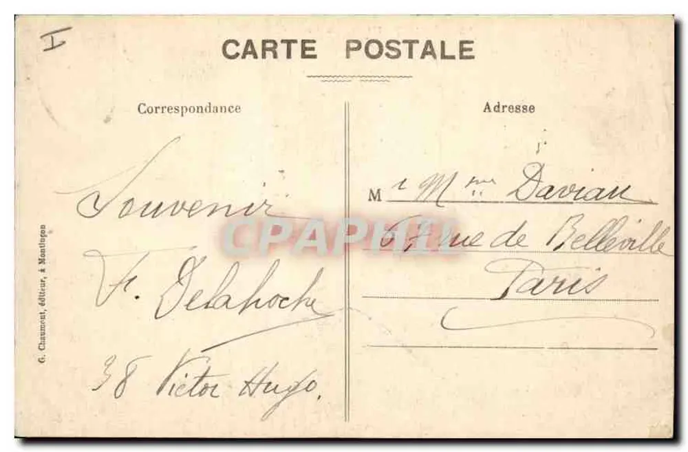 Montluçon — O Castelo — G. Clamonn, editor em Montluçon, n° 0145 - Verso