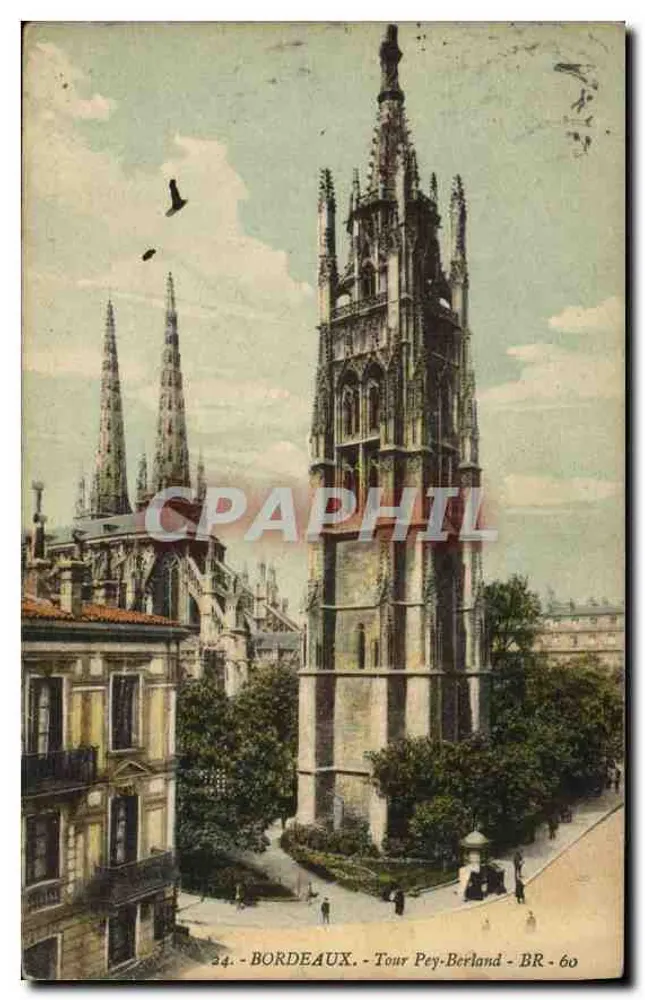 Bordeaux - Torre Pey-Berland — vista da torre gótica com editor BR-60 - Frente
