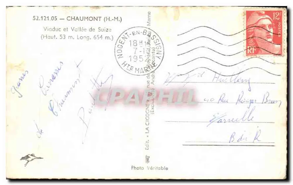 Viaduto de Chaumont — Altura 53 m, Comprimento 654 m — La Cigogne - Verso