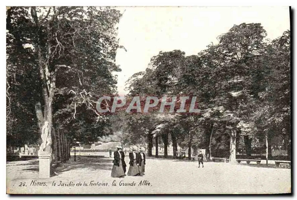 Nîmes. Ansicht des Fontaine-Gartens, die Grande Allée — n°26 - Vorderseite