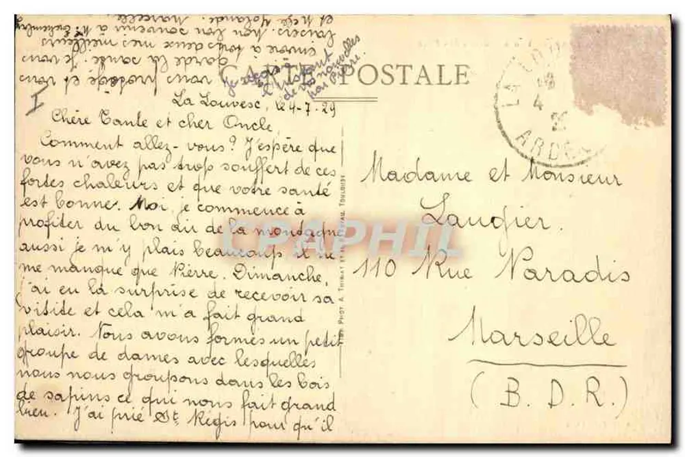La Louvesc — Vista através dos Pinheiros — Editor não identificado - Verso
