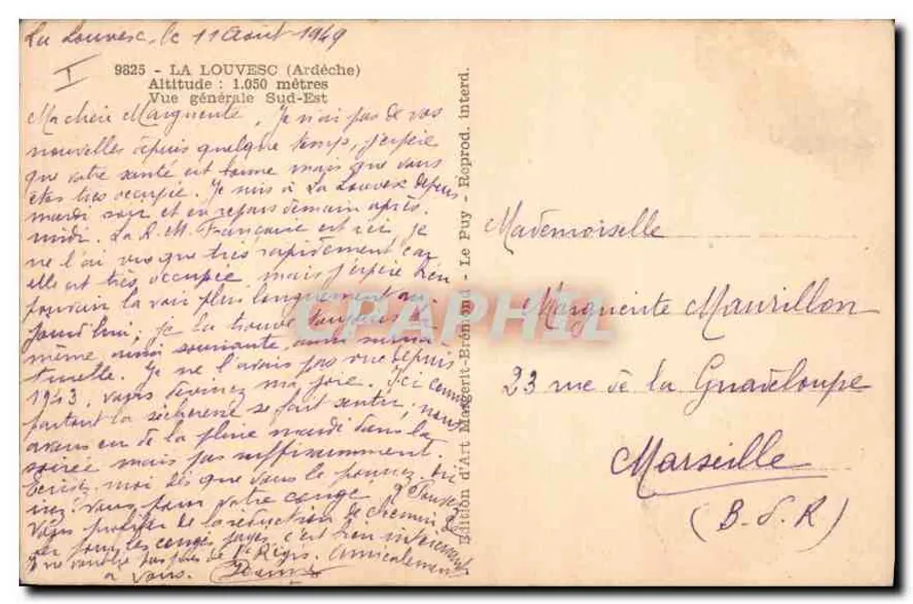 La Louvesc — Vue générale Sud-Est — Édition d'Art Maggetti-Brunet - Rückseite