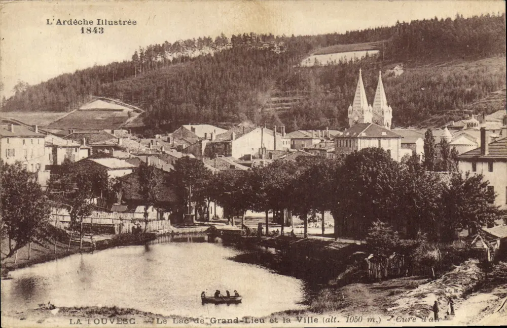 La Touvesc — Der See Grand-Lieu und die Stadt (Höhe 1050 m.) — L’Ardèche Illustrée 1843 - Vorderseite