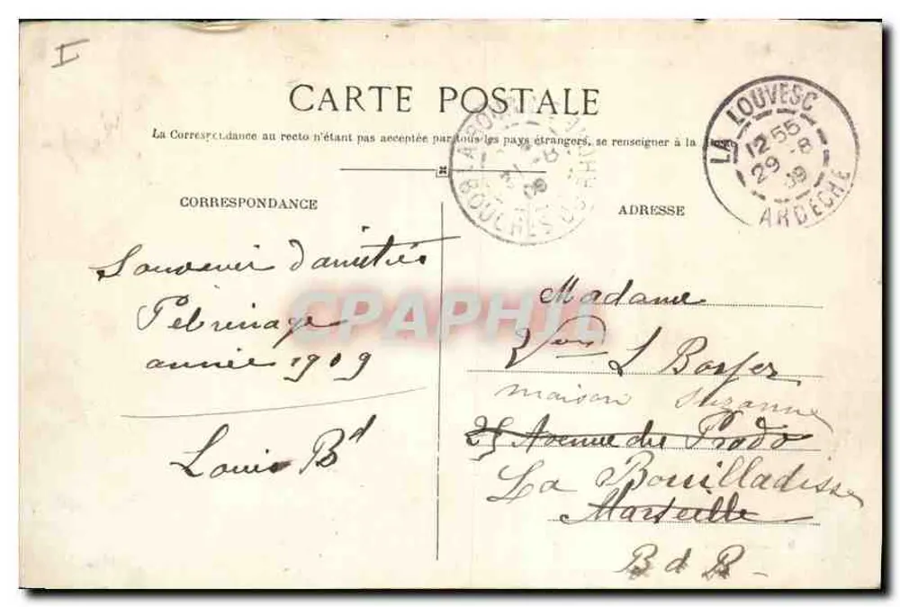 La Louvesc — Allgemeiner Überblick von oben — J. Raullier, n°25 - Rückseite
