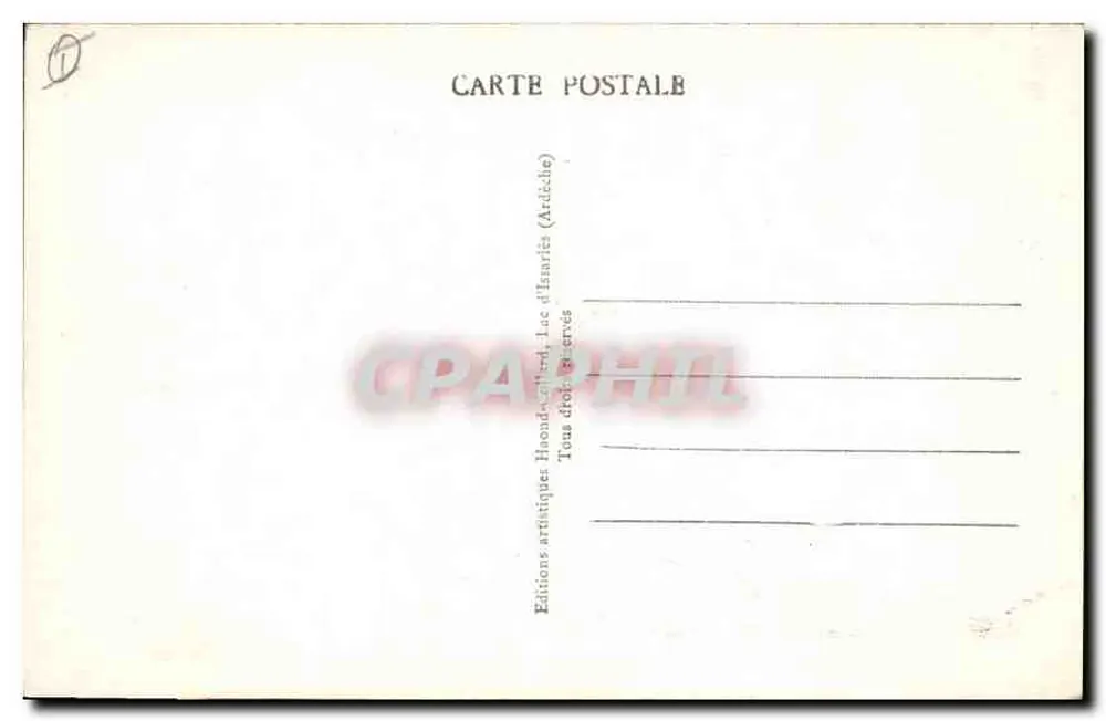 See Issarlès (Ardèche), Höhe 1000 m — pittoreske Ufer des Sees auf der Ostseite — Éditions artistiques Haend-Centard - Rückseite