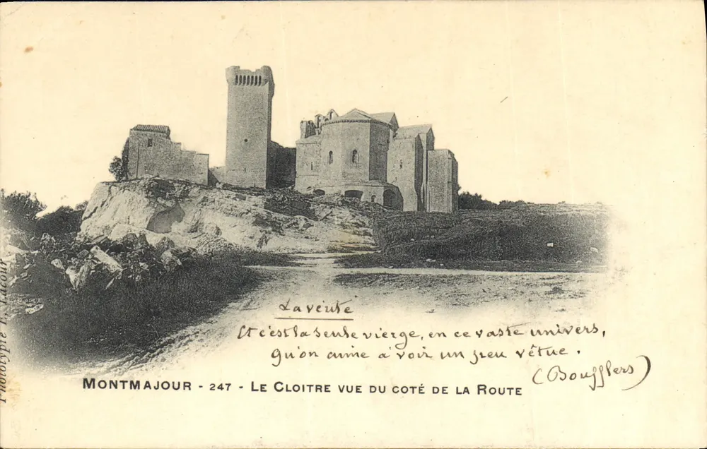 Montmajour - Le Cloître vue du côté de la Route — phototypie E. Lacour, n°247 - Anverso