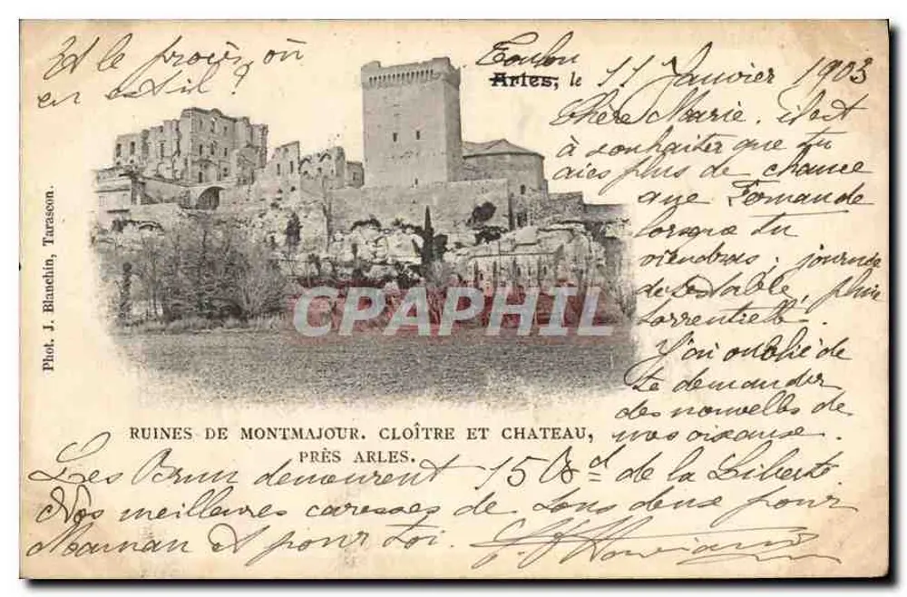Ruinen von Montmajour. Klostergarten und Schloss, nahe Arles — Foto. J. Blanatin, Tarascon - Vorderseite