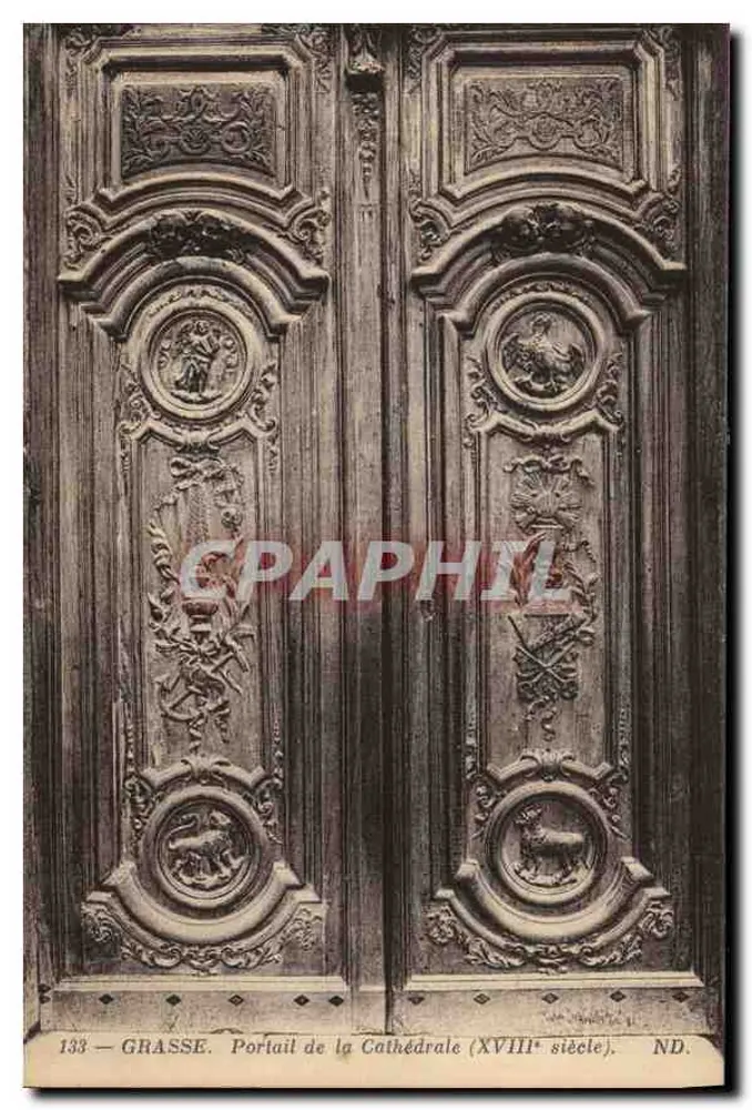 Grasse. Portal der Kathedrale (18. Jahrhundert). ND. - Vorderseite