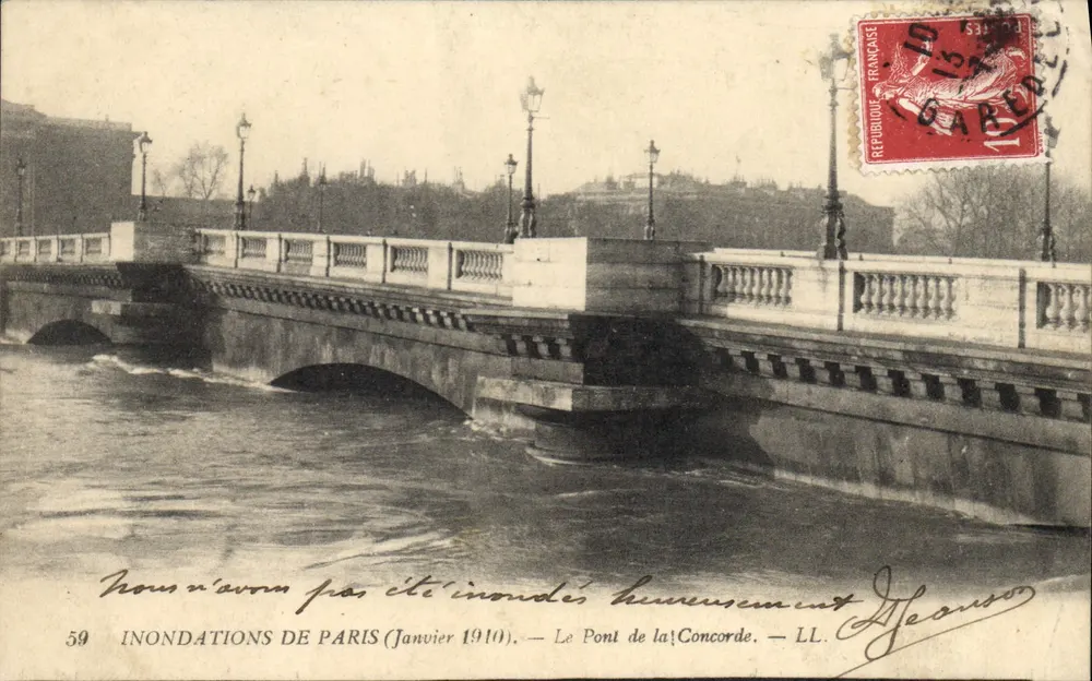 Überschwemmungen in Paris (Januar 1910) — Der Pont de la Concorde — LL. n°59 - Vorderseite