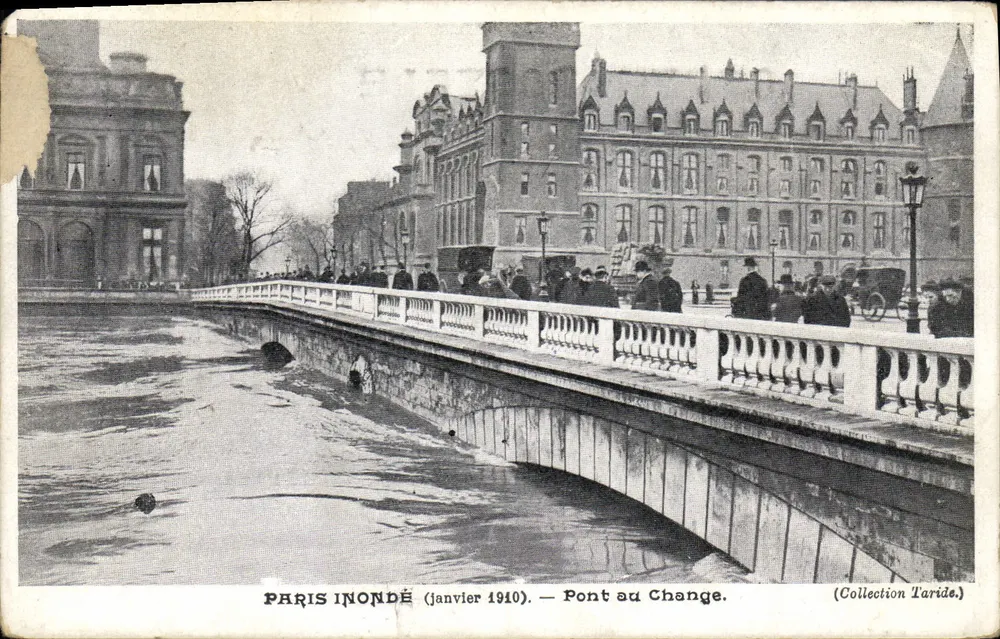 Paris überschwemmt (Januar 1910) — Brücke des Wechsels — Sammlung Taride - Vorderseite