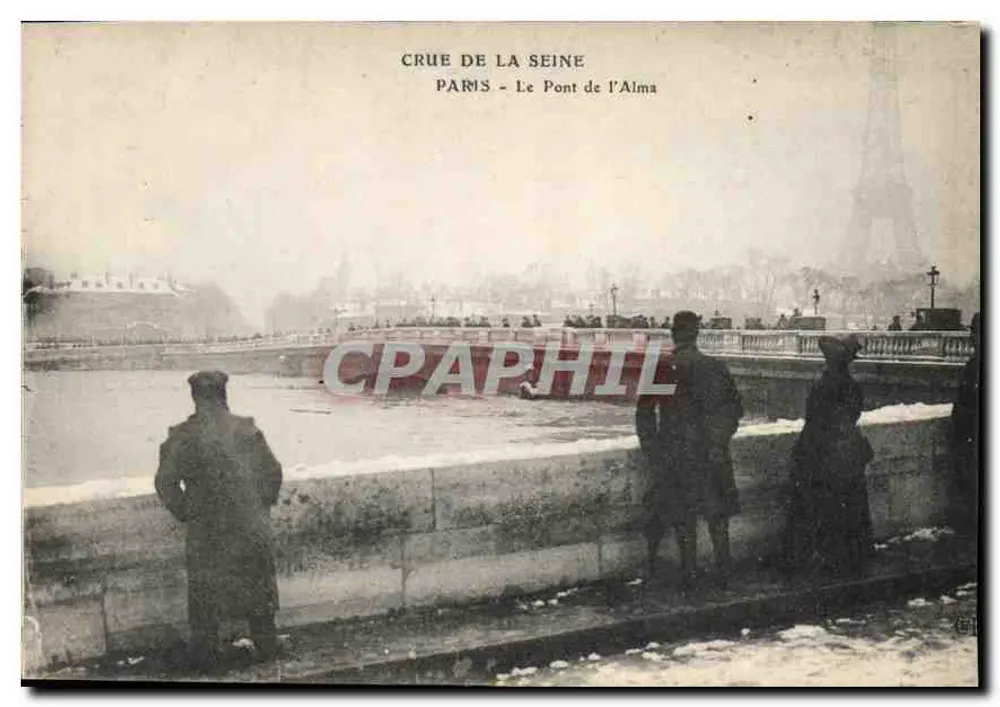 Überschwemmung der Seine — Paris - Die Pont de l'Alma — unbekannter Verlag - Vorderseite