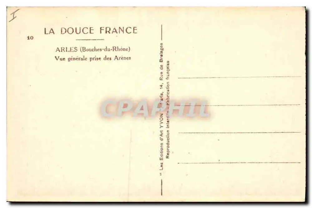 Arles — Allgemeine Ansicht der Arenen — Les Éditions d'Art YVON, Paris - Rückseite