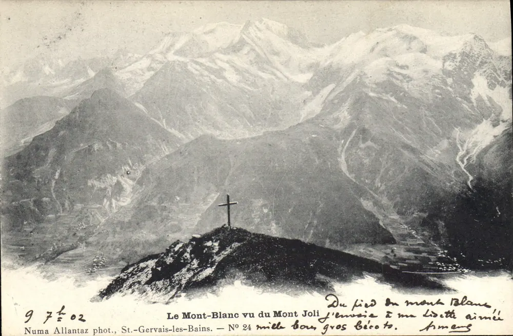 O Mont-Blanc visto do Mont Joli — Numa Allantaz fot., St.-Gervais-les-Bains — N° 24 - Frente