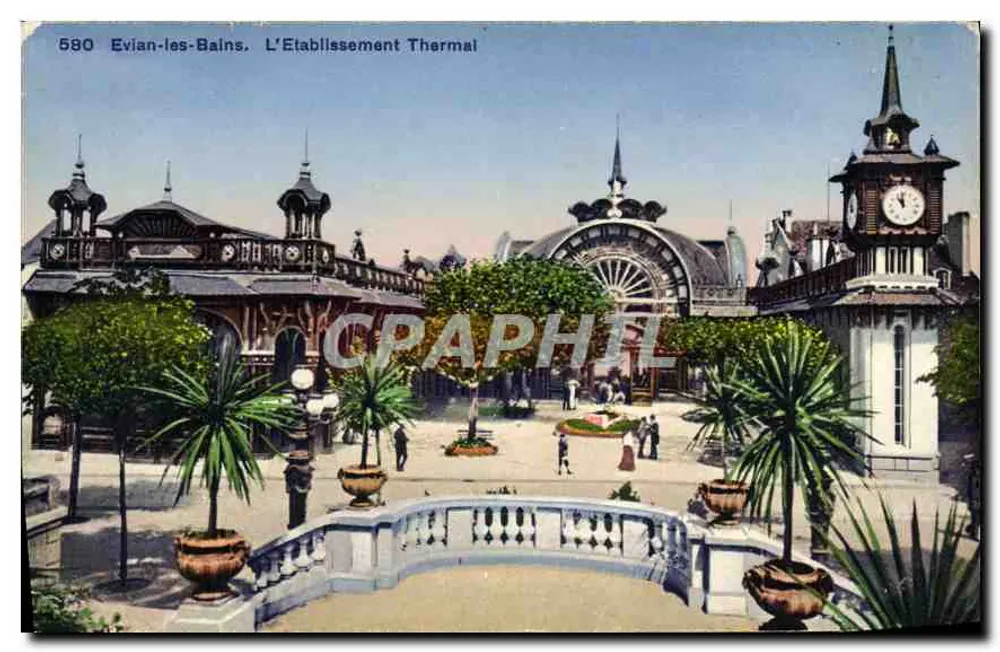 Evian-les-Bains. O Estabelecimento Termal — Phototypie Co. Neuchâtel, n° 580 - Frente