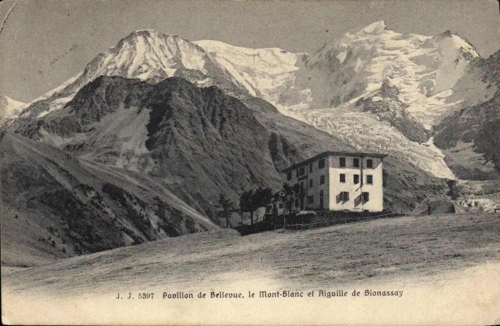 Bellevue-Pavillon, Mont-Blanc und Aiguille de Bionassay — J. J. 5897 - Vorderseite