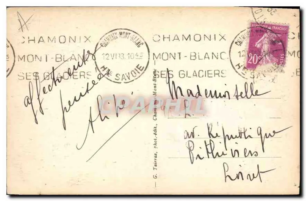 Chamonix-Mont-Blanc — A Mar de gelo — G. Tauras, fot.édit. - Verso