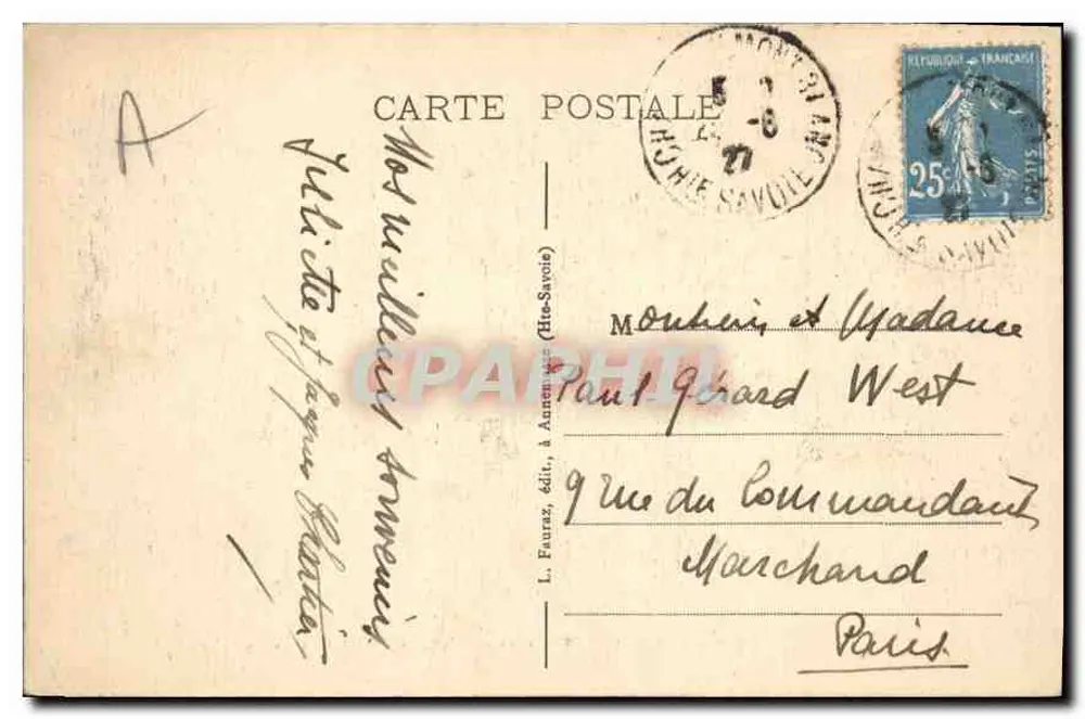 Glacier du Géant und die Jorasses — Chamonix-Mont-Blanc (Hte-Savoie) — L. Fauraz, Verleger - Rückseite