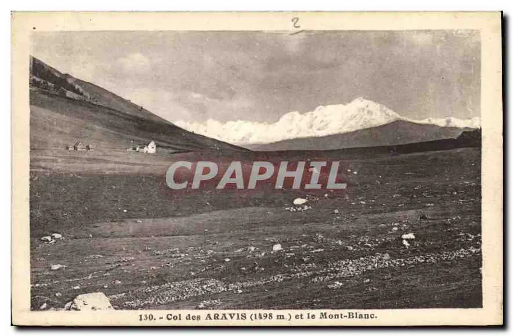 Col dos Aravis (1898 m.) e o Mont-Blanc — L. Morand, fot. (Hauts-Alpes) — n° 130 - Frente