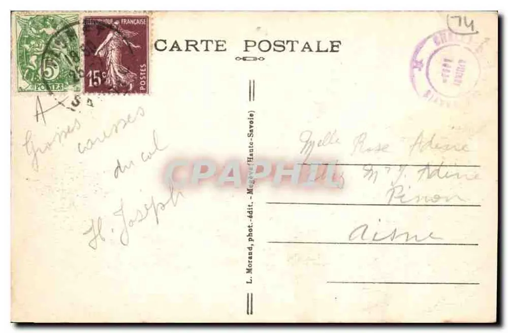 Col dos Aravis (1898 m.) e o Mont-Blanc — L. Morand, fot. (Hauts-Alpes) — n° 130 - Verso