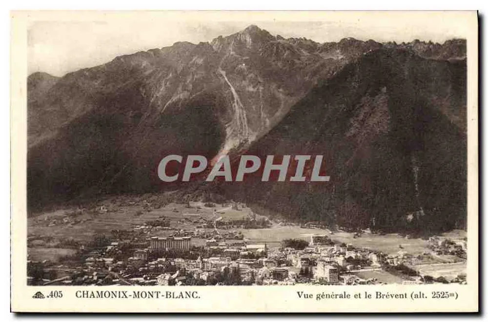 Chamonix-Mont-Blanc — Vista geral e o Brévent (alt. 2525m) — C° D'S ARTS PHOTOMÉC. - STRASBOURG - Frente
