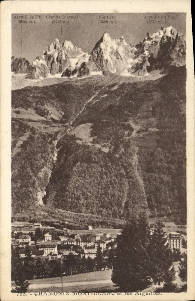 Chamonix-Mont-Blanc e as Aiguilles — Morrand, fot. edit. n°755 - Frente