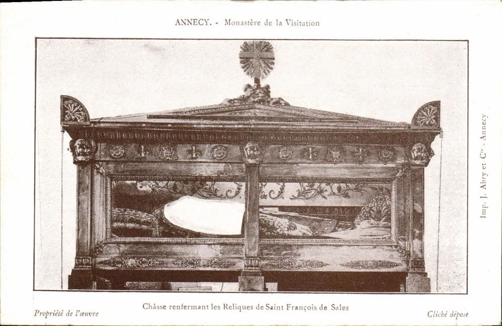 Annecy - Mosteiro da Visitação — Cápsula contendo as relíquias de São Francisco de Sales — Imp. J. Abry e Cie, Annecy - Frente