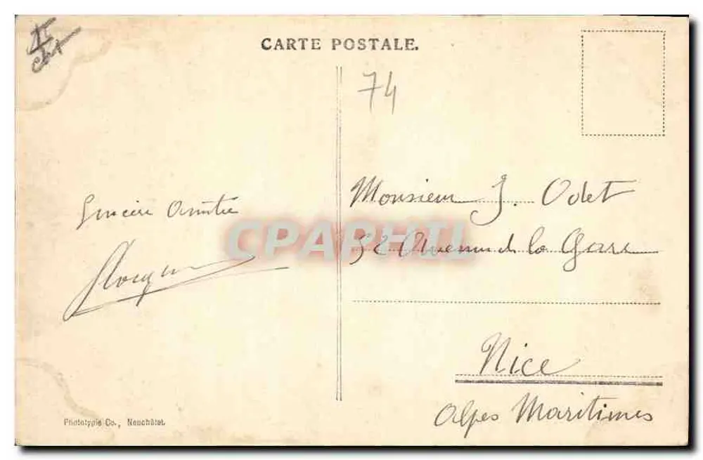 Evian-les-Bains — Ansicht vom Hafen — Phototypie Co. Neuchâtel n°4305 - Rückseite