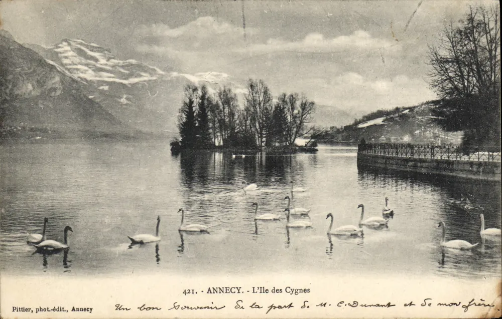 Annecy — L'Isola dei Cigni — Pittier, fotografo-editore, Annecy, n°421 - Recto