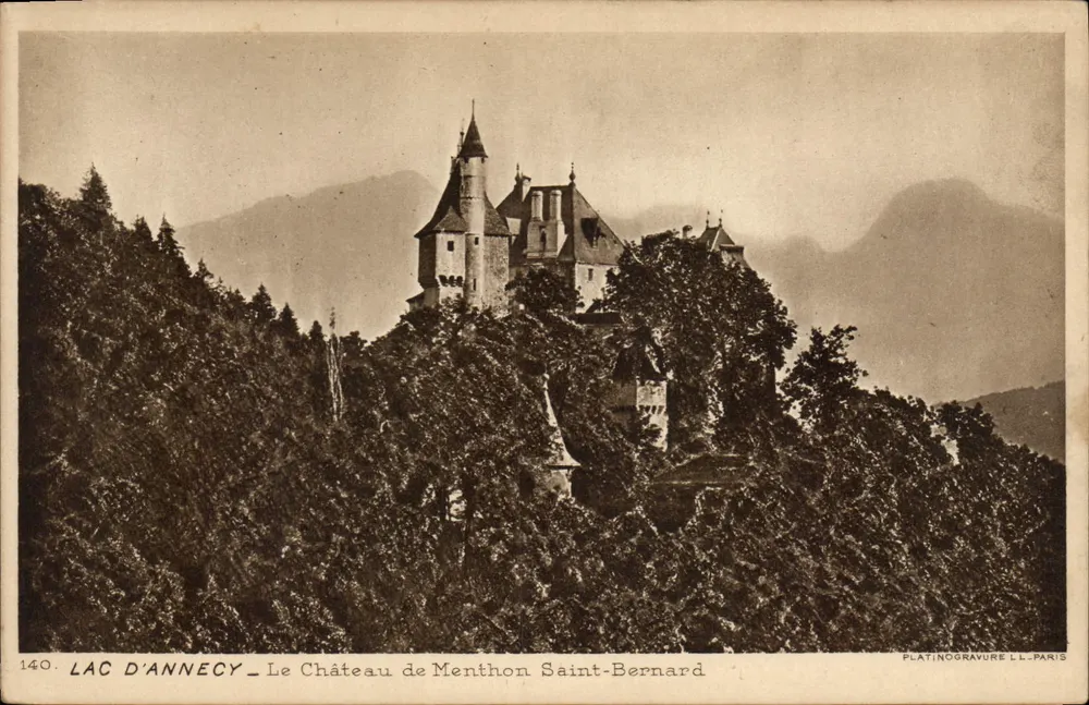 LAC D'ANNECY — Ansicht des Schlosses Menthon Saint-Bernard — PLATINOCRAVURE L.L. PARIS n°140 - Vorderseite