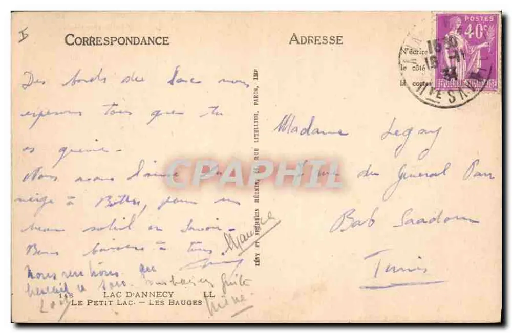 See Annecy — Les Bauges — Hotel Lacroix - Rückseite