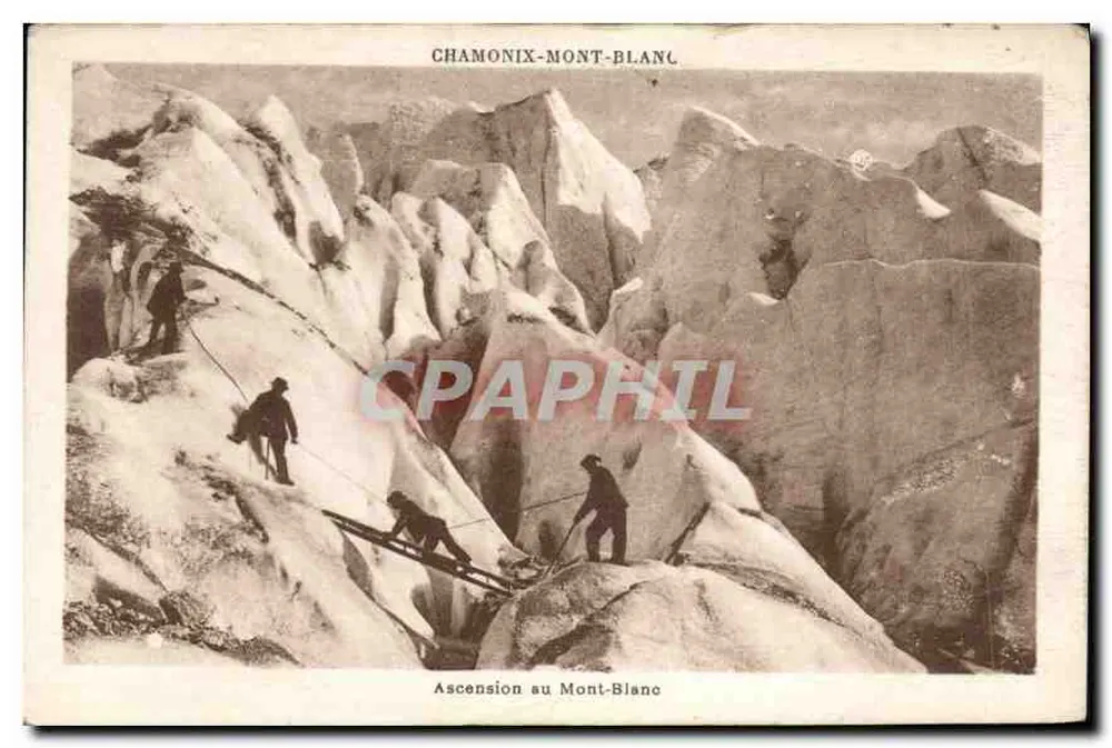 Aufstieg zum Mont-Blanc — Szene von Bergsteigern auf einem Gletscher — Verlag G. Tarras, Chamonix-Mont-Blanc - Vorderseite