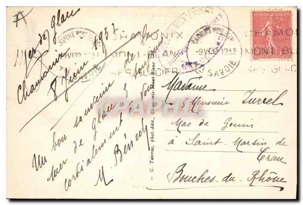 Chamonix-Mont-Blanc — A mar de gelo — G. Torras, fot.édit., Chamonix - Verso