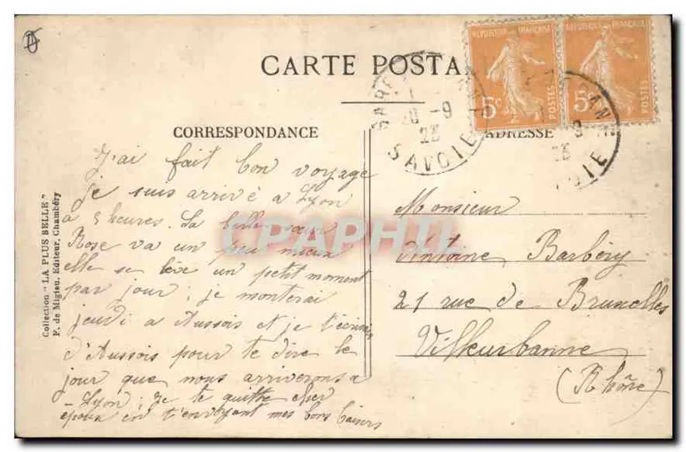 Okręgi Modane — Kaplica Charmaix — Kolekcja 'LA PLUS BELLE' F. de Migliau, wydawca - Rewers