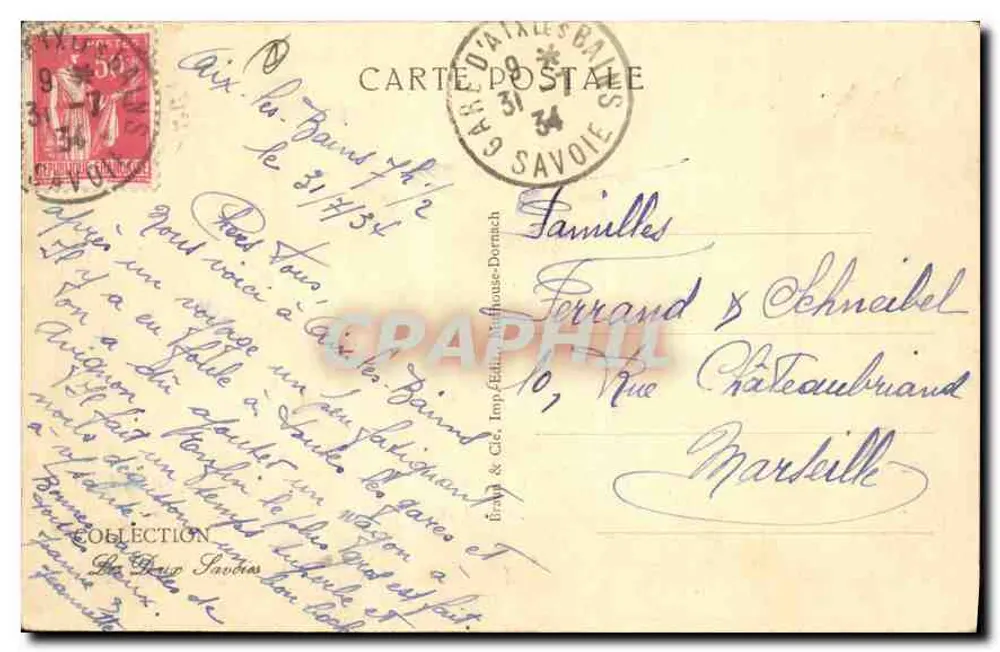 Aix-les-Bains — Embouchure du Tillot et la Dent du Chat — n° 12525 - Verso