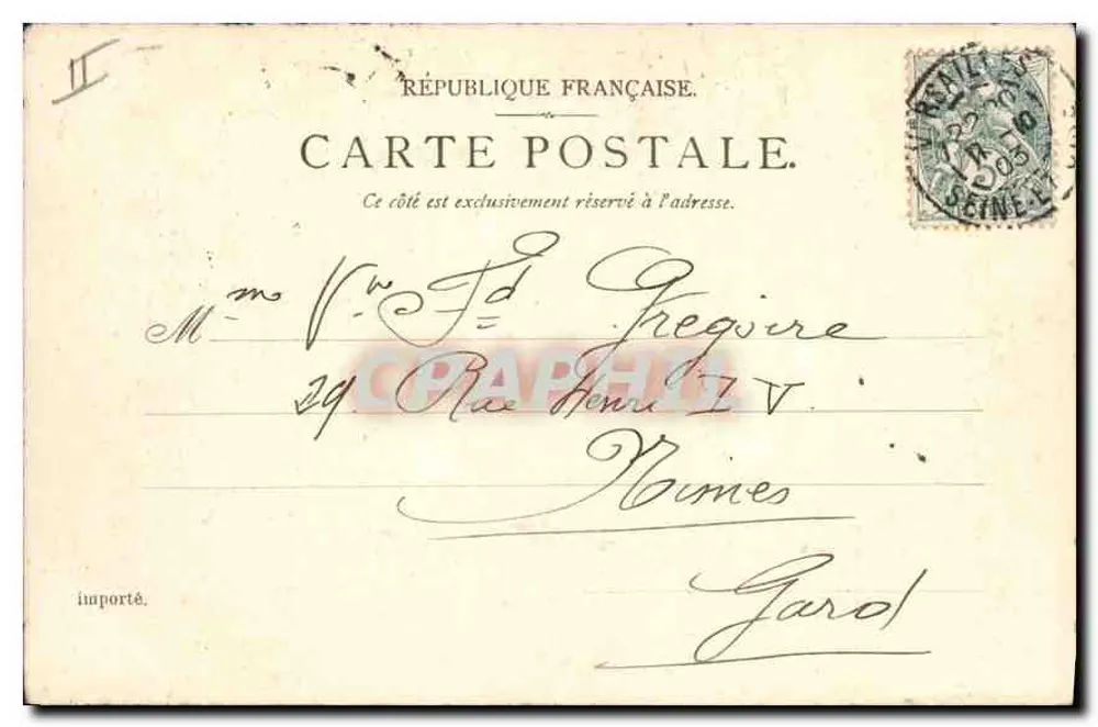 Versailles — Castelo e Orangerie — Editor R. Béthune, n° 158 - Verso