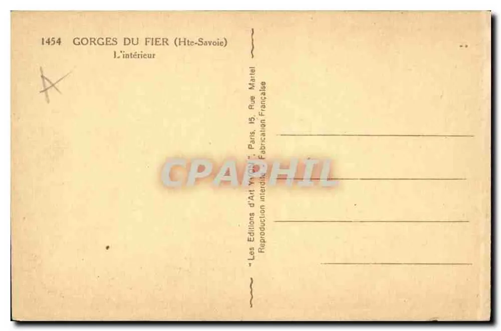 Gorges du Fier — Innenseite — Art-Editionen Martel - Rückseite