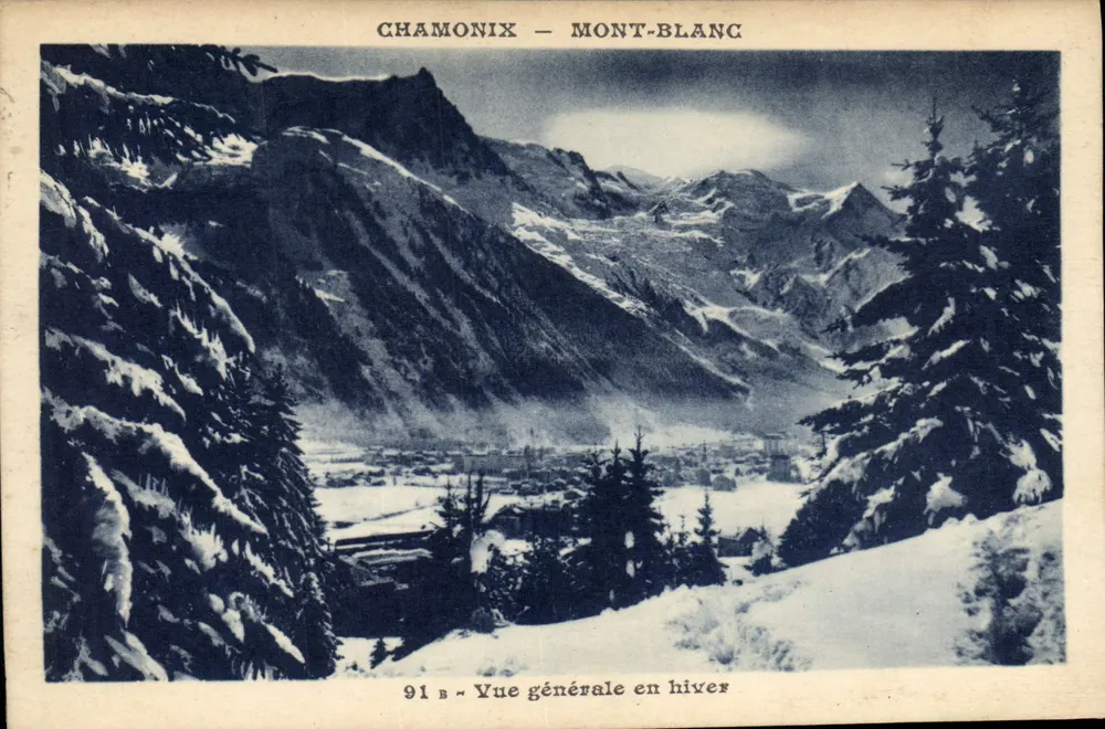 Chamonix - Mont-Blanc — Vista geral no inverno — Aug. Couttet, fot.édit. - Frente
