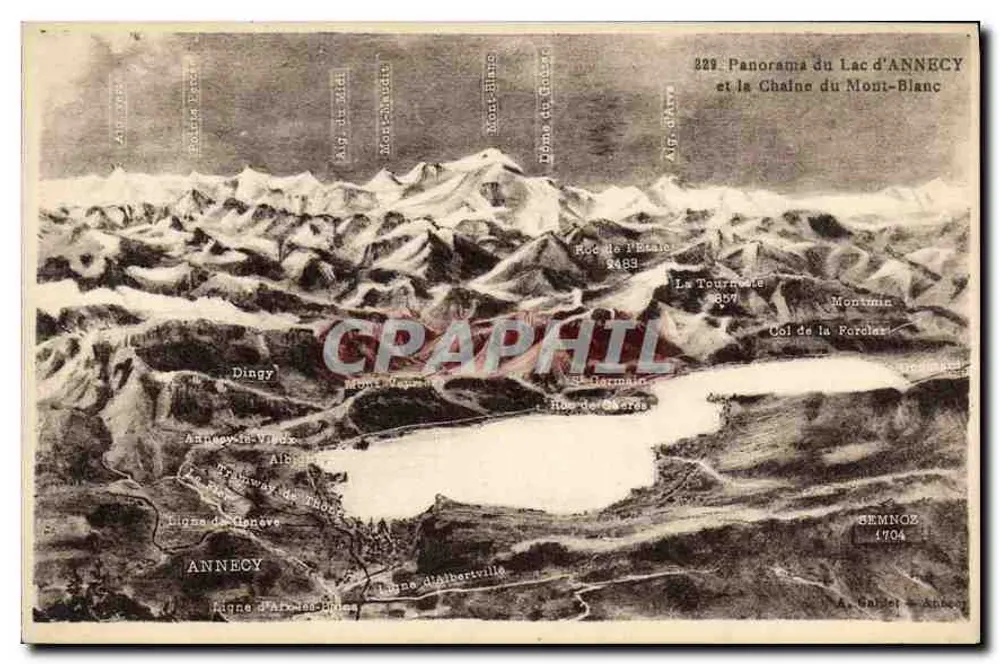 Panorama des Sees von Annecy und der Mont-Blanc-Kette — Semnoz, Nr. 229 - Vorderseite