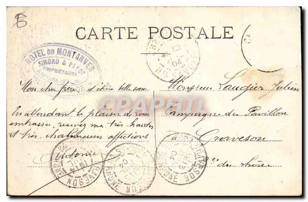 Mar de Gelo e Hotel do Montanvert — Charnaux Frères & C°, Genebra, n°708 - Verso