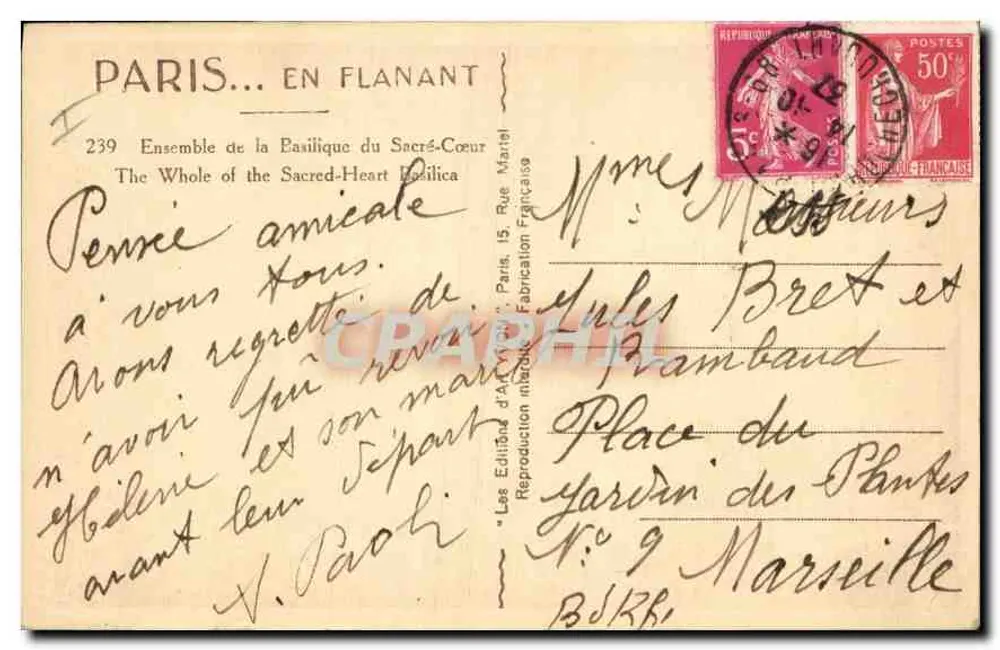 Basilika des Heiligen Herzens — Paris — Éditions d'Art, Paris - Rückseite