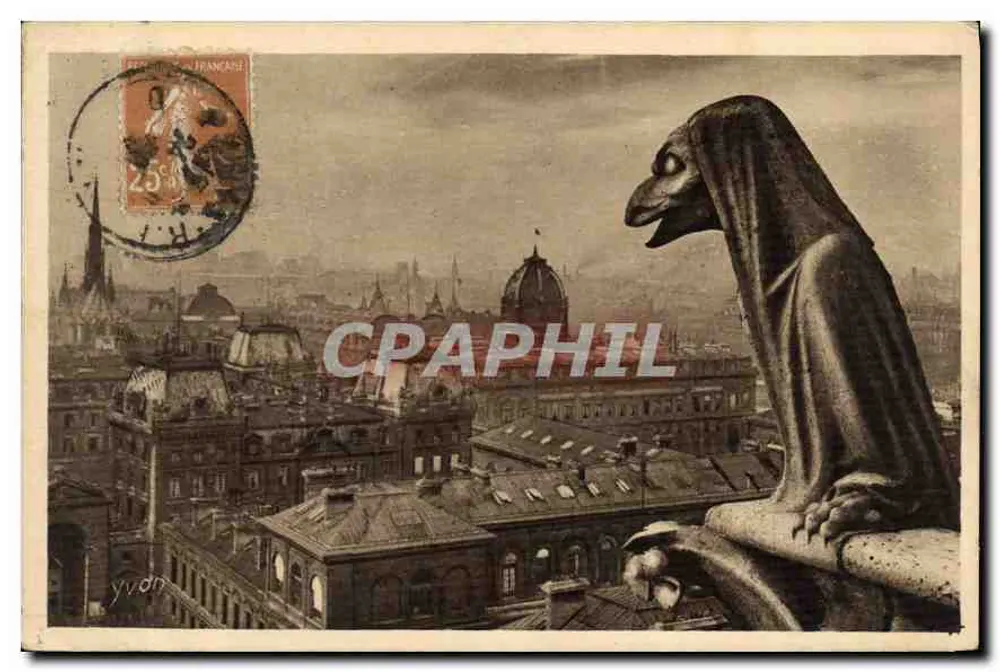 Notre-Dame de Paris — Westliche Fassade — Chimäre (die Nonne) — Les Éditions d'Art Yvon, Paris - Vorderseite