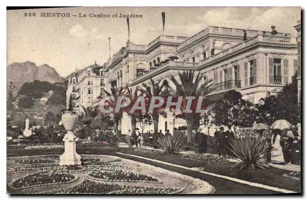Menton — O Casino e os Jardins — Editor não identificado, n° 926 - Frente