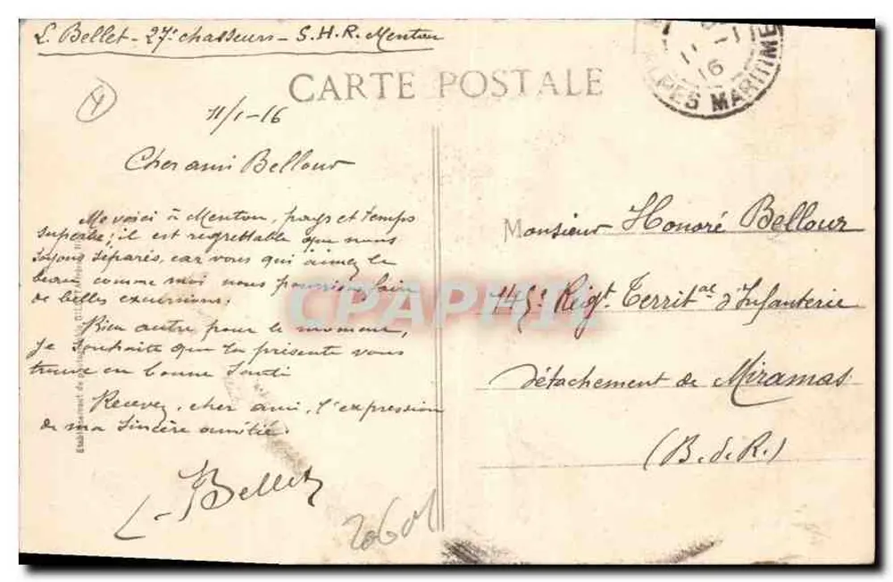 Menton — O Casino e os Jardins — Editor não identificado, n° 926 - Verso