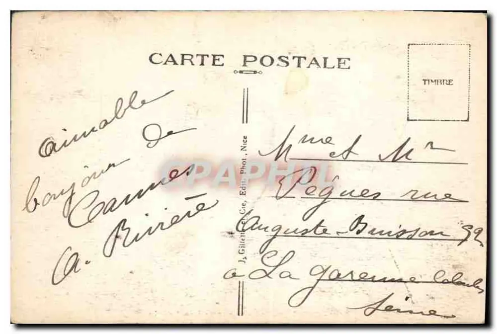 CANNES — Das Casino - Die Hotels — J.A. Gillen & Cie, Nizza, n° 510 - Rückseite