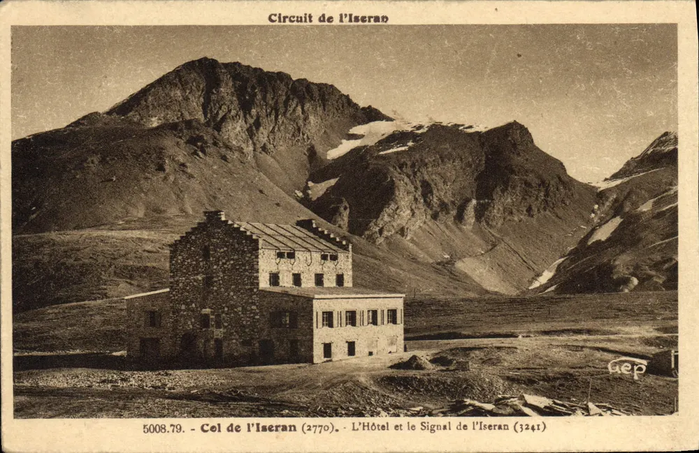 Col de l'Iseran — Das Hotel und das Signal de l'Iseran (3241) — Gep - Vorderseite