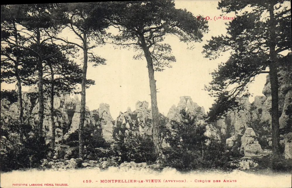 Montpellier-le-Vieux (Aveyron) — Cirque des Amâts — Fototipia Labouche Frères, Toulouse, 1ère Série - Anverso
