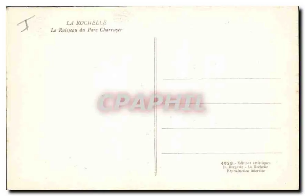 Der Bach des Parc Charruyer — La Rochelle — Künstlerische Editionen R. Bergerin - Rückseite