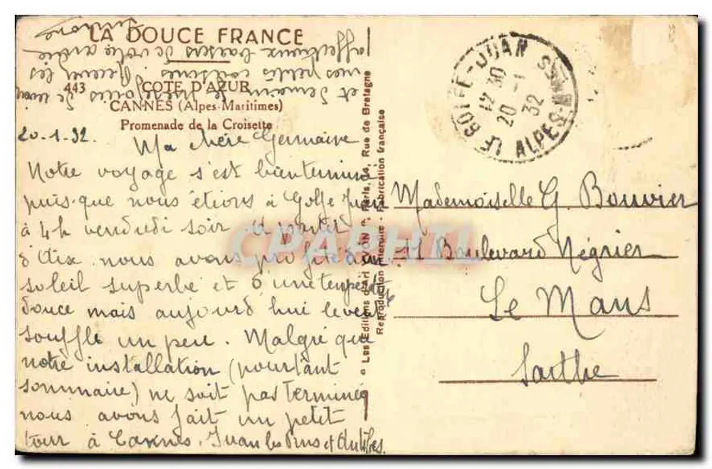 Cannes — Promenade de la Croisette — französische Ausgabe - Rückseite